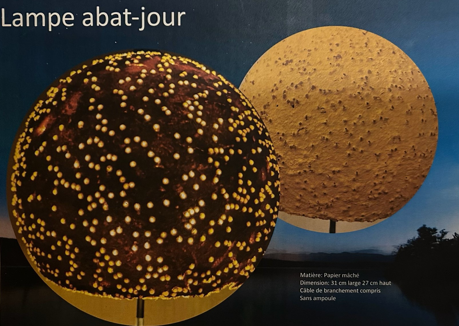 Lampe abat-jour orange 31 cm