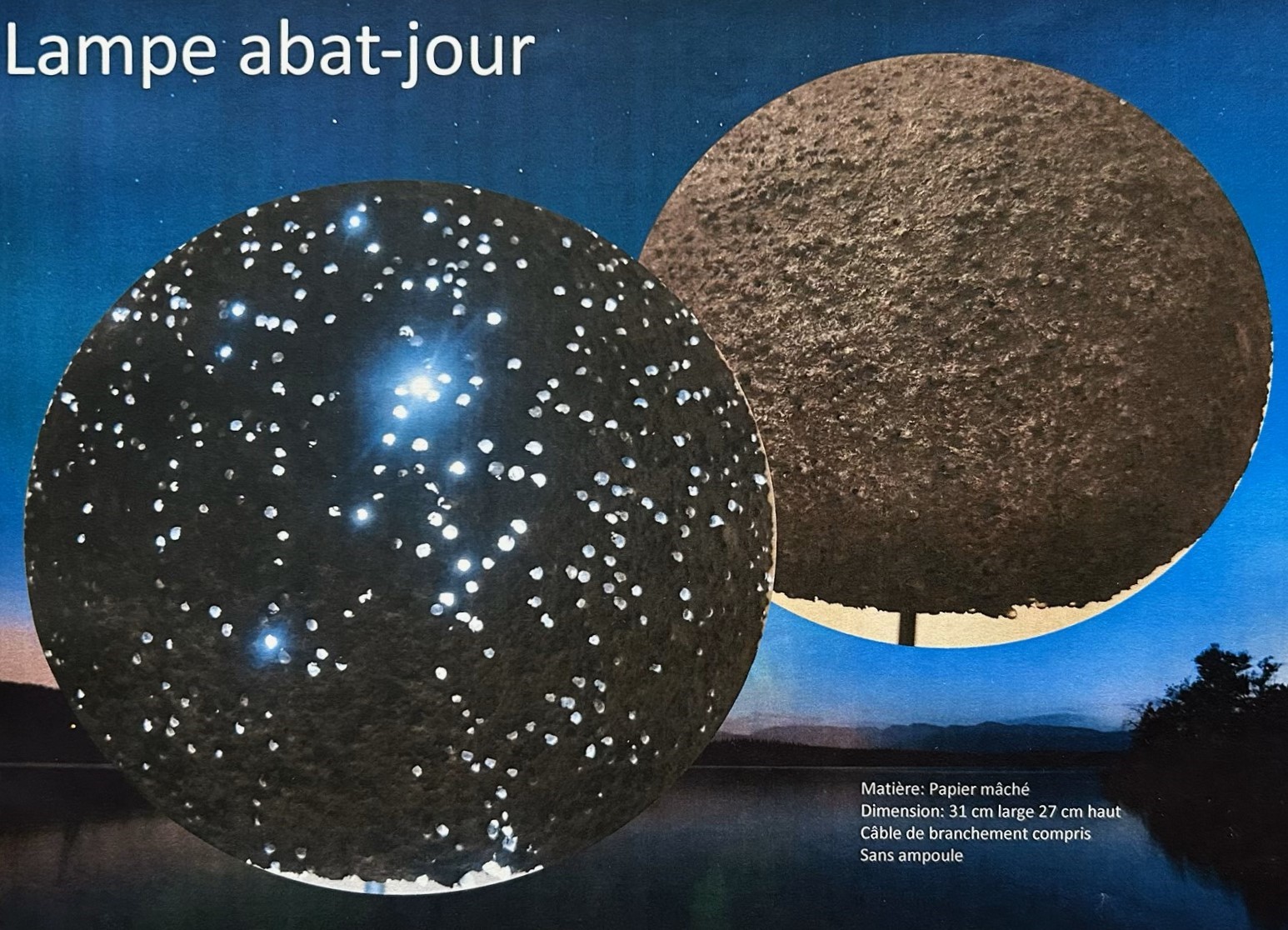 Lampe abat-jour noire 31 cm