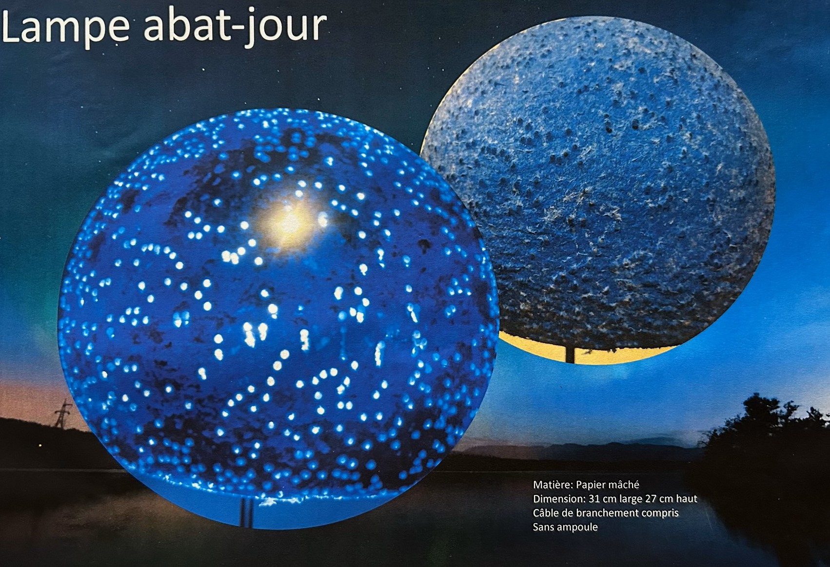 Lampe abat-jour bleu 31 cm